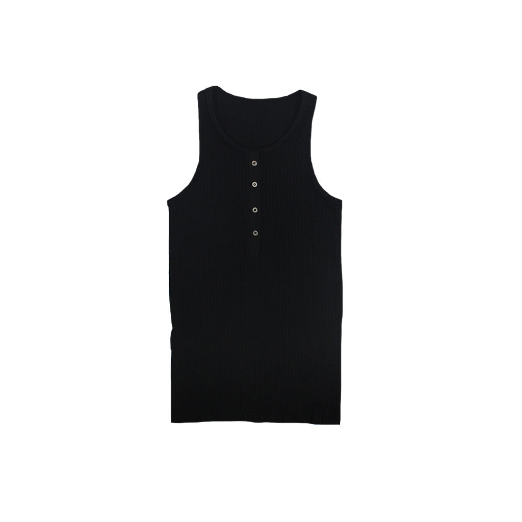 2x1 Ribbed Henley Tank - Denny's