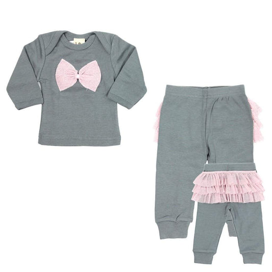 2 Piece Asphalt with Light Pink Sparkle Bow - Denny's